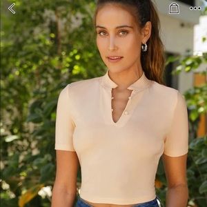 Coral crop top blouse